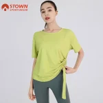 Chemisiers de sport femme danse sport pratique vêtements coupe ample haut pour Fitness femme à manches courtes T-shirt d&rsquo;entraînement pour les femmes