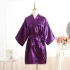 peignoir kimono en satin pour demoiselle d'honneur, vêtement de soirée de mariage, couleur unie, sans lettres