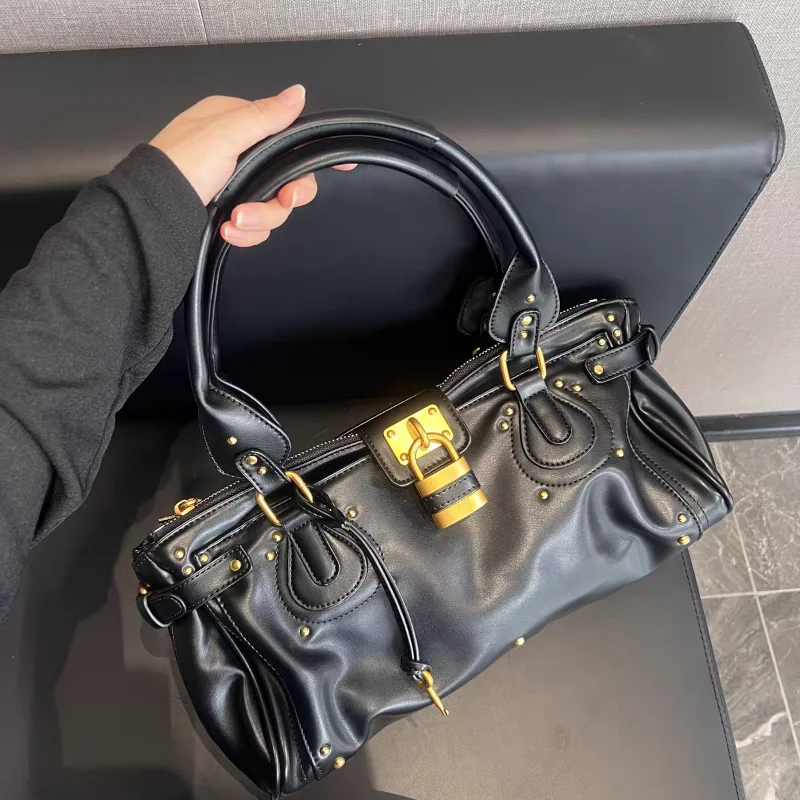 Sac fourre-tout à cadenas de luxe, sac à bandoulière classique de grande capacité, sac à main de styliste à Double poignée, porte-documents horizontal en cuir souple