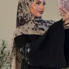 1 pièces aquarelle impression hijab femmes bohème doux islam ramadan musulman hijabs foulard femme châle enveloppement écharpe foulard
