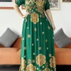 abaya dashiki à manches courtes pour femmes, robe maxi à imprimé floral africain, nouvelle collection été