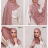 foulard hijab instantané en coton pour femmes musulmanes, écharpe en jersey de coton de qualité supérieure, bandana de styliste
