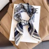 Foulard carré en soie imprimé Floral de luxe pour femmes, Foulard en Satin doux, bandeau de tête, Hijab, bandeau pour dames, ruban de sac