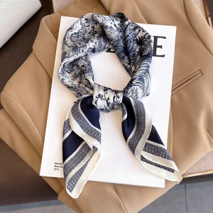Foulard carré en soie imprimé Floral de luxe pour femmes, Foulard en Satin doux, bandeau de tête, Hijab, bandeau pour dames, ruban de sac Foulard carré en soie imprimé Floral de luxe pour femmes, Foulard en Satin doux, bandeau de tête, Hijab, bandeau pour dames, ruban de sac