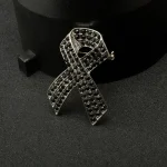 Broche en ruban de strass noirs pour femmes et hommes, épingle à revers élégante à la mode, accessoires de décoration, bijoux de fête, cadeau.