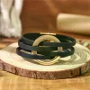 bracelets en cuir pour femmes, à la mode, élégants, multicouches, large, bijoux cadeau, 2026