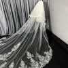 voile de mariage à deux couches avec peigne, couverture du visage, 3m, bord en dentelle blanche, pour patients, ivoire appliqué, pour cathédrale