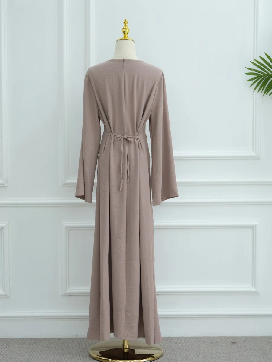 femmes musulmanes arabe dubaï abaya solide cordon longue robe modeste ramadan caftan robe femme musulmane islam vêtements kebaya