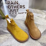 Bottines de neige plates en daim pour femmes, baskets décontractées, tendance hiver, nouvelle marque, marche confortable, moto Botas Mujer, 2024