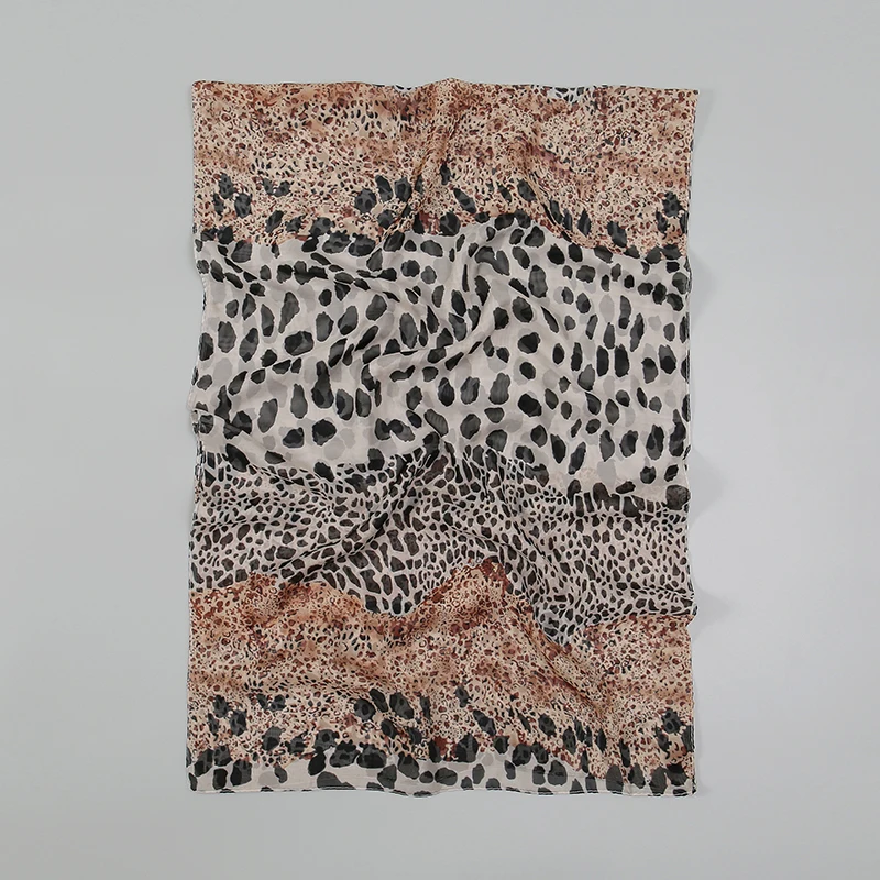 hijab imprimé léopard pour femme, châle en mousseline de soie, enveloppes musulmanes, écharpe longue mince d'été, bande de sauna décontractée pour dames, mode, 150x50cm