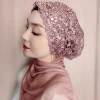 Personnalité ethnique broderie perle femmes Turban casquette prêt à porter foulard enveloppement musulman Hijab cheveux couverture casquette foulard chapeau