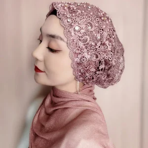 Personnalité ethnique broderie perle femmes Turban casquette prêt à porter foulard enveloppement musulman Hijab cheveux couverture casquette foulard chapeau
