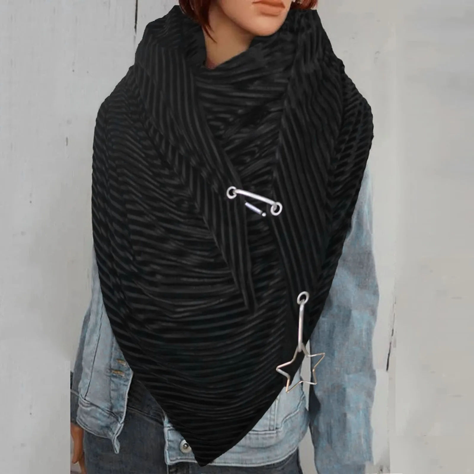 Écharpe rétro monochrome pour femme, châle féminin polyvalent, chaînes chaudes, streetwear extérieur, garder au chaud, mode automne et hiver