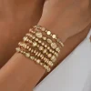 Ensemble de bracelets de perles faits à la main pour femmes, couleur or, polyvalent, géométrique CCB, élastique, rétro, pour Couples, bijoux de plage, cadeau, 6 pièces