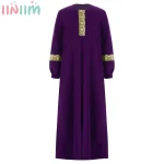 Robe Abaya musulmane du moyen-orient pour adolescentes, Costume de fête à thème d&rsquo;halloween, mascarade du Ramadan Eid, Robe Maxi de prière à manches longues