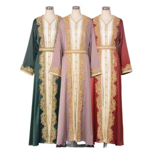 Robes Maxi 2 pièces ensembles Eid Abayas musulmanes pour les femmes dubaï fête longue Robe perles Jalabiya maroc caftan Ramadan robes