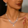 ensemble luxueux collier et boucles d'oreilles en maille de pierres précieuses à pampilles en zircon, bijoux fins en cristal pour femmes, vêtements de fête de mariage