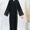 abaya robe de luxe brodée de perles pour femmes musulmanes, hijab de dubaï, manteau cardigan noir modeste, robe solide islamique de turquie, pour ramadan arabe