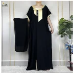 Abayas Africaines en Coton Pur pour Femmes, Caftan Islamique, Maxi, Manches Courtes, Robe Musulmane Décontractée avec Écharpe de Sauna, Nouvelle Collection