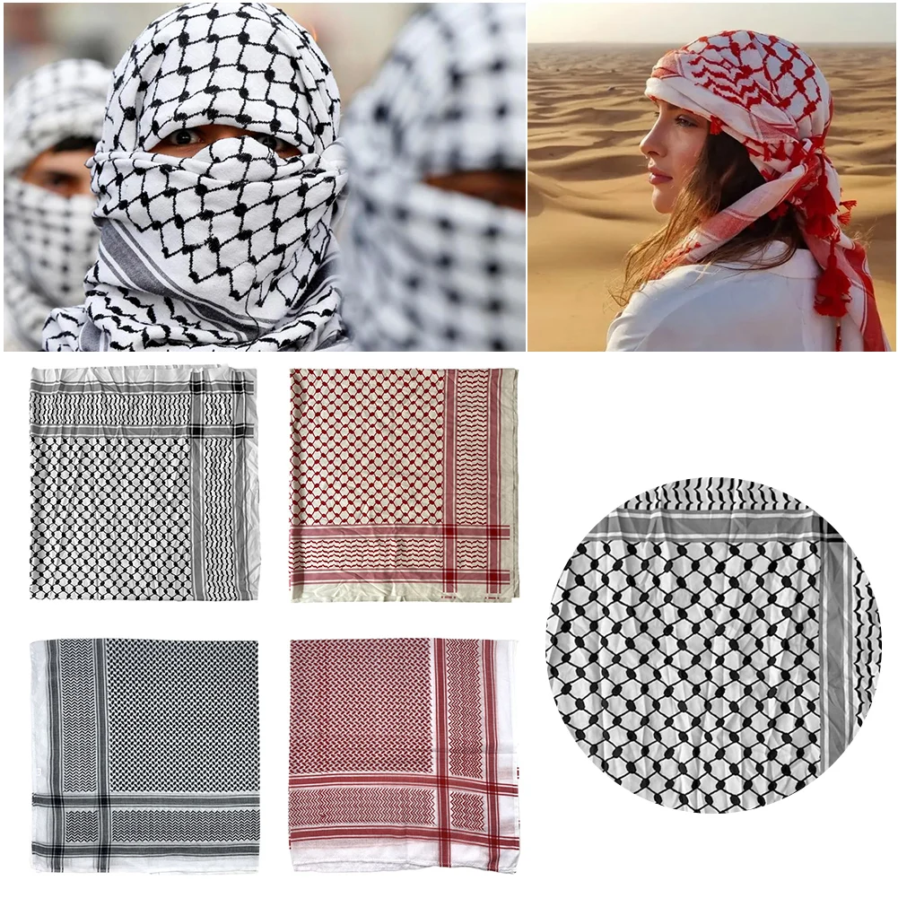 Foulard arabe Keffiyeh en coton pour hommes adultes, hijab musulman Jacquard, accessoires de costume arabe, 125×125 cm, 140x140cm Foulard arabe Keffiyeh en coton pour hommes adultes, hijab musulman Jacquard, accessoires de costume arabe, 125×125 cm, 140x140cm