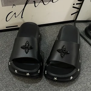 Sandales à talons compensés étoiles pour femmes, pantoufles d&rsquo;été Sexy à talons de 5cm, antidérapantes, EVA, pantoufles de plage Cool à bout ouvert, 2025