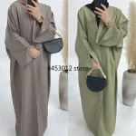 Mode lâche musulman Kimono surdimensionné Robe musulmane abaya syari femme pleine longueur musulman multi bouton Service de culte abayas