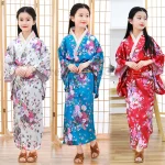 Kimono japonais élégant pour filles, costume Haori pour enfants, nouveauté vintage, costume Cosplay, imprimé national, robe Obi