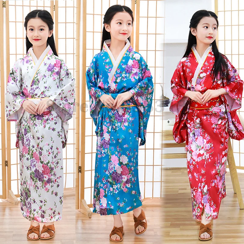 Kimono japonais élégant pour filles, costume Haori pour enfants, nouveauté vintage, costume Cosplay, imprimé national, robe Obi Kimono japonais élégant pour filles, costume Haori pour enfants, nouveauté vintage, costume Cosplay, imprimé national, robe Obi