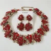 2025 nouveau indien ethnique cristal strass collier boucles d'oreilles femmes mariage mariée bijoux ensembles déclaration grand collier ras du cou