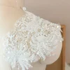 1 paire.14x36cm. applique brodée de fleurs en dentelle perlée 3d pour mariée, accessoires de couture de voile de robe de mariée.