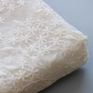 Tissu Organza Brodé Beige pour Haut et Jupe de Femme, Vêtements, Nappe de Bricolage, Tissu Décoratif, Couture Artisanale