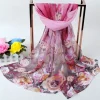 foulard en soie produit mode rétro automne paon plume rose mousseline de soie longue polyvalent haut de gamme petite dame populaire cadeau de mariage