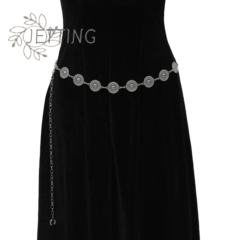 Ceinture longue à boucle réglable en or pour femmes, chaîne de corps, mode pour femmes, Vintage, métal ajouré