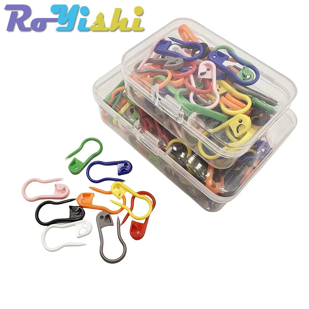 Épingles de sûreté en plastique colorées, marqueurs de tricot, Clips de points au Crochet pour bricolage, tricot, couture, accessoires pour vêtements artisanaux, 100 pièces/boîte