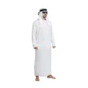 robe arabe à manches sulfpour homme, tenue musulmane du moyen orient, col ras du cou, thobe de dubaï, longue abaya avec sangle de sauna