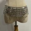 Chaîne de taille en alliage de pièce d&rsquo;or, ceinture de danse du ventre, accessoires de Performance, cinq couches de cloche en métal, accessoire de Costume de danse du ventre