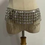 Chaîne de taille en alliage de pièce d&rsquo;or, ceinture de danse du ventre, accessoires de Performance, cinq couches de cloche en métal, accessoire de Costume de danse du ventre