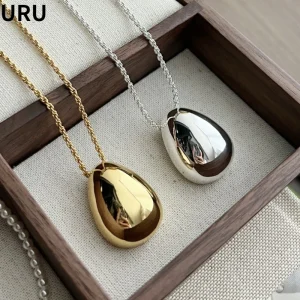 Collier avec pendentif en forme de larme en métal lisse pour femmes, bijoux modernes, Design Simple et délicat, cadeau de fête, livraison directe