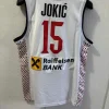 2025 srbija 15 jokic blanc bleu marine maillot séchage rapide respirant couture broderie tenue de ville maillots de basket ball