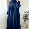 nouveau abaya ensemble tissu froissé ouvert abaya + robe longue intérieure vêtements islamiques femmes musulmanes robes ensemble caftan turc ramadan eid