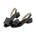 Noir blanc sandales femmes chaussures été talons carrés sans lacet bureau dames chaussures personnalisé en cuir verni Sandalias Mujeres WSH3893