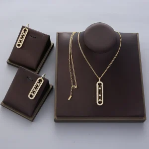 Ensemble de bijoux pour femmes, élégant, incrusté de zircon brillant, collier, boucle d&rsquo;oreille, bague, couleur or, accessoires de bijoux à la mode, cadeaux de fête