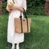 sac de plage en paille élégant pour femmes, sac à main tissé de vacances, fourre tout décontracté à poignée supérieure, sacs à bandoulière sous les bras à la mode