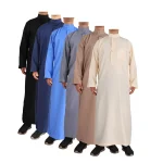 Robe Longue Brodée pour Homme Musulman, Vêtement Islamique, Eid, Jubba Thobe, Ramadan, Kaftan, Kimono, Arabie Saoudite, Abaya, Dubaï, Turquie