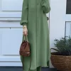 ZANZEA automne ensembles musulmans turquie dubaï Abaya femmes à manches longues chemise ensemble pantalons décontractés costumes Abayas pour les femmes tenues islamiques
