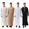 Vêtements islamiques musulmans hommes Jubba Thobe imprimé fermeture éclair Kimono longue Robe Saoudienne Musulman porter abaya caftan Islam Dubaï Robe arabe