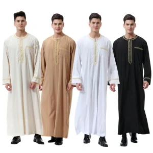 Vêtements islamiques musulmans hommes Jubba Thobe imprimé fermeture éclair Kimono longue Robe Saoudienne Musulman porter abaya caftan Islam Dubaï Robe arabe Vêtements islamiques musulmans hommes Jubba Thobe imprimé fermeture éclair Kimono longue Robe Saoudienne Musulman porter abaya caftan Islam Dubaï Robe arabe
