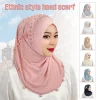 Turban Hijab Musulman avec Pompon pour Femme, Voile Islamique, Châle, Chapeau, Bandeau de Sauna Africain, 1 Pièce