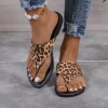 femmes léopard semelles plates glisser sandales mode fleur élégant sexy tongs décontractées été en plein air bureau style de rue 2025 nouveau