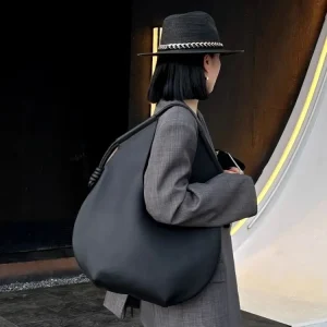 Sac à main noir Simple pour femmes, fourre-tout en PU de grande capacité, sac à bandoulière de bureau, automne hiver